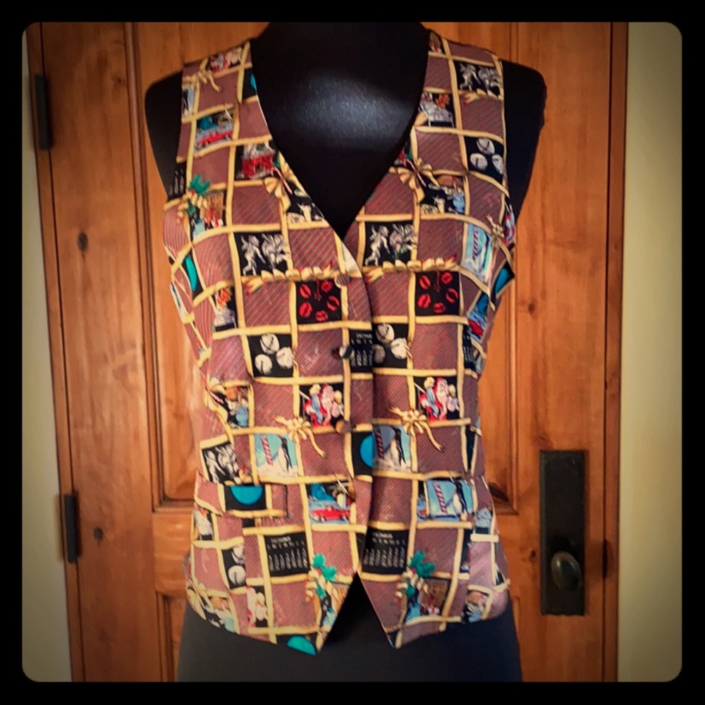 Nicole Miller vintage silk Christmas vest